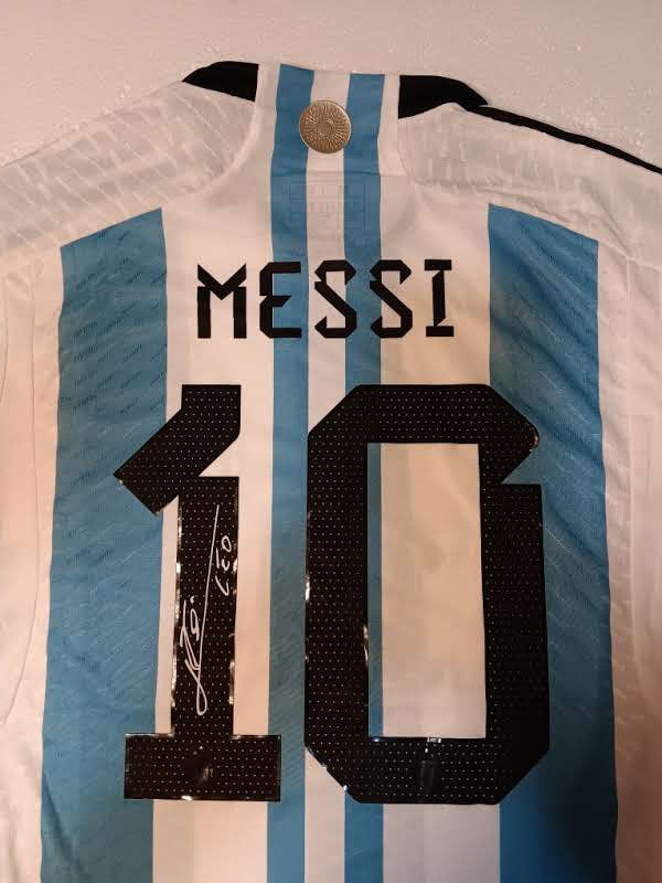 Lionel Messi Argentina 2022 World Cup 3 Star Match Home Soccer Jersey 2022-2023