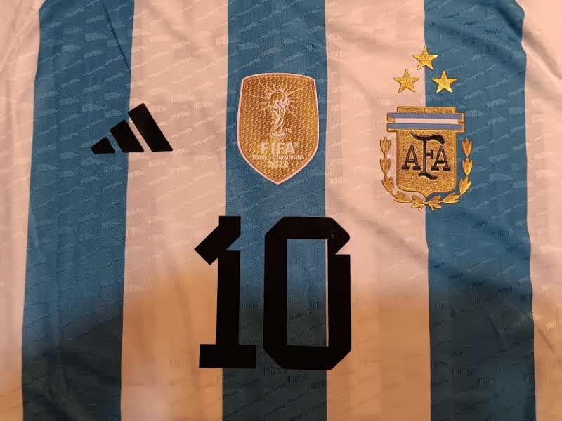 Lionel Messi Argentina 2022 World Cup 3 Star Match Home Soccer Jersey 2022-2023