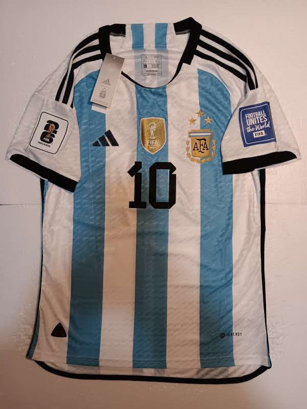 Lionel Messi Argentina 2026 World Cup Qualifiers 3 Star Match Home Soccer Jersey