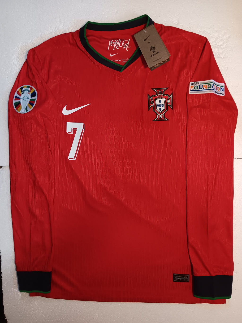 Cristiano Ronaldo Portugal Euro Match Home Long Sleeve Soccer Jersey 2024-2025