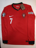 Cristiano Ronaldo Portugal Euro Match Home Long Sleeve Soccer Jersey 2024-2025