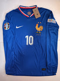 Kylian Mbappe France 2024 Euro Match Home Long Sleeve Soccer Jersey 2024-2025