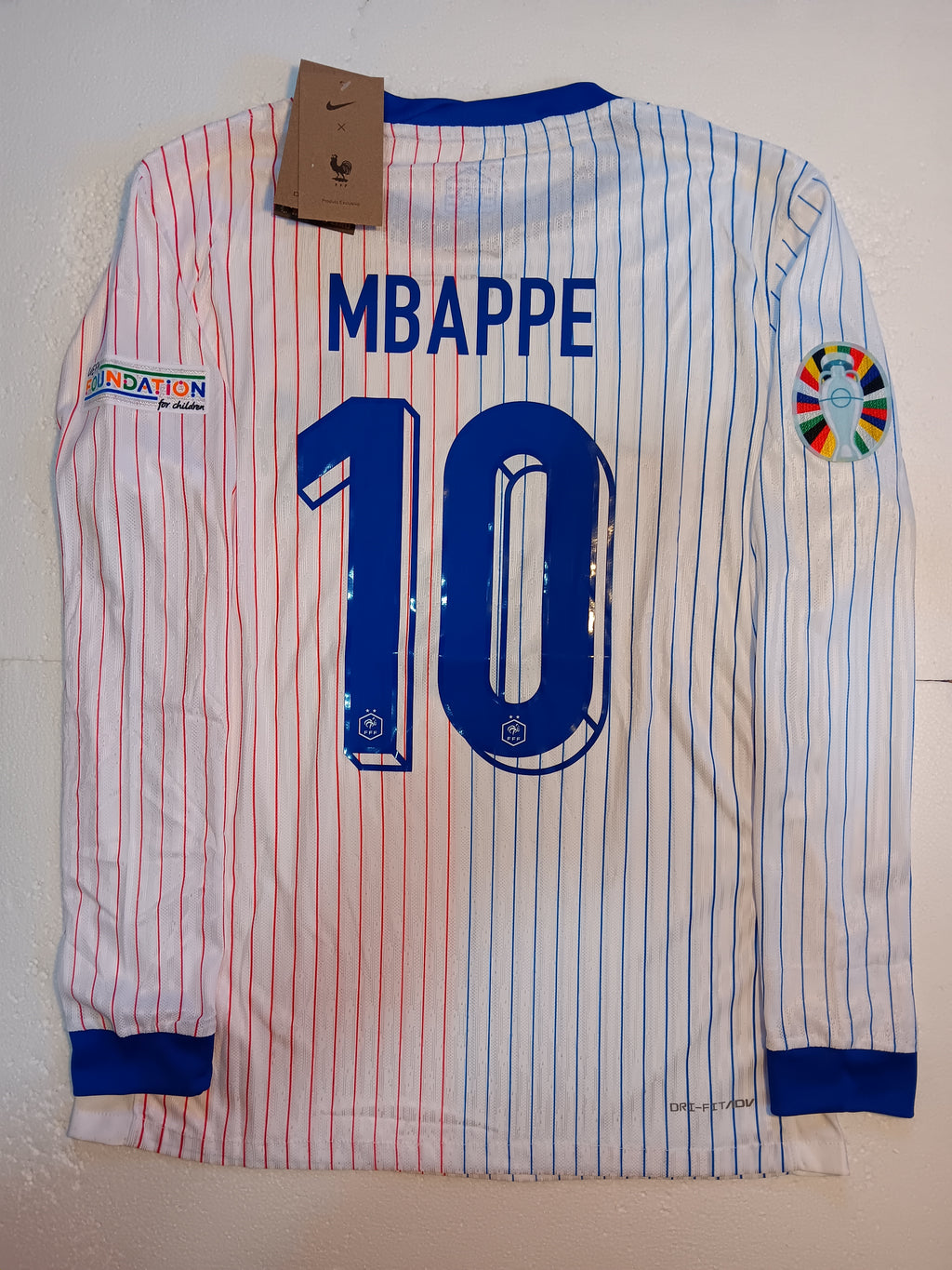 Kylian Mbappe France 2024 Euro Match Away Long Sleeve Soccer Jersey 2024-2025
