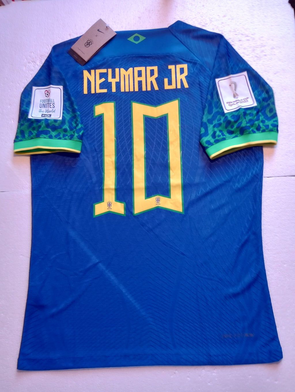 Neymar Jr #10 Brazil 2022 World Cup Qatar Match Slim Fit Blue Away Soccer Jersey