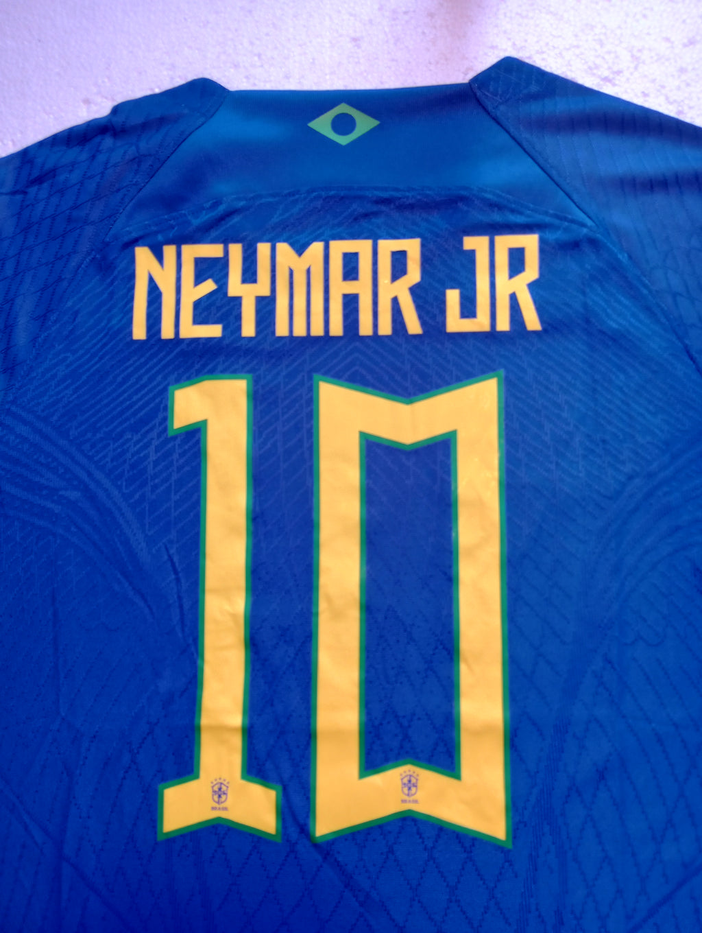 Neymar Jr #10 Brazil 2022 World Cup Qatar Match Slim Fit Blue Away Soccer Jersey