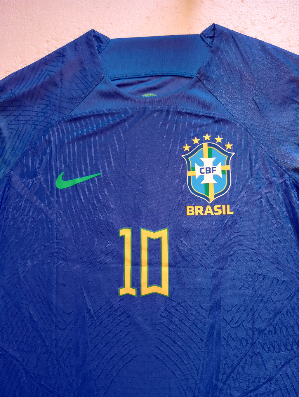 Neymar Jr #10 Brazil 2022 World Cup Qatar Match Slim Fit Blue Away Soccer Jersey