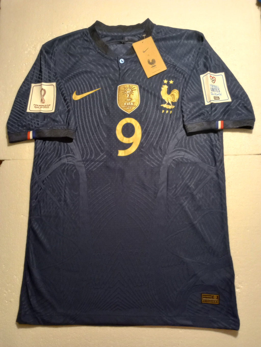 Olivier Giroud France 2022 World Cup Qatar Match Slim Blue Home Soccer Jersey