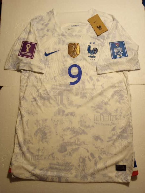 Olivier Giroud France 2022 World Cup Qatar Match Slim White Away Soccer Jersey