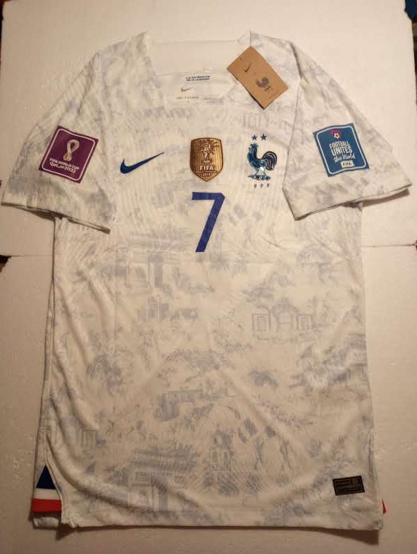 Antoine Griezmann France 2022 World Cup Qatar Match White Away Soccer Jersey