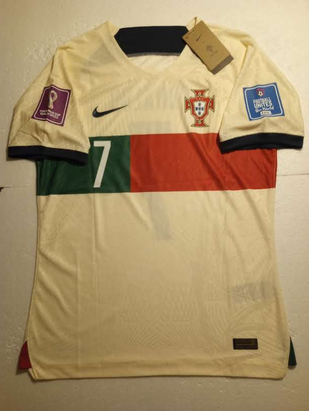 Cristiano Ronaldo #7 Portugal 2022 World Cup Match Slim White Away Soccer Jersey
