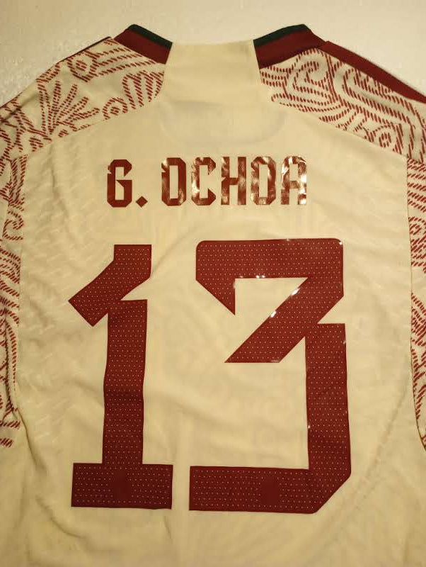 Guillermo Ochoa Mexico 2022 World Cup Qatar Match Away Long Sleeve Soccer Jersey