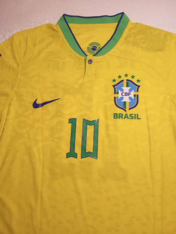 Neymar Jr Brazil 2022 World Cup Qatar Match Slim Fit Yellow Home Soccer Jersey