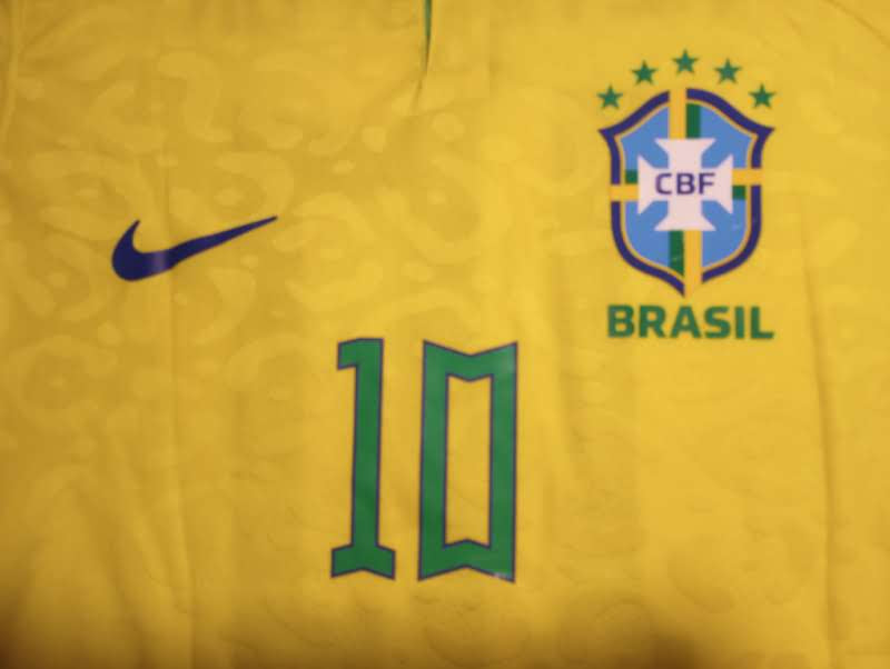 Neymar Jr Brazil 2022 World Cup Qatar Match Slim Fit Yellow Home Soccer Jersey
