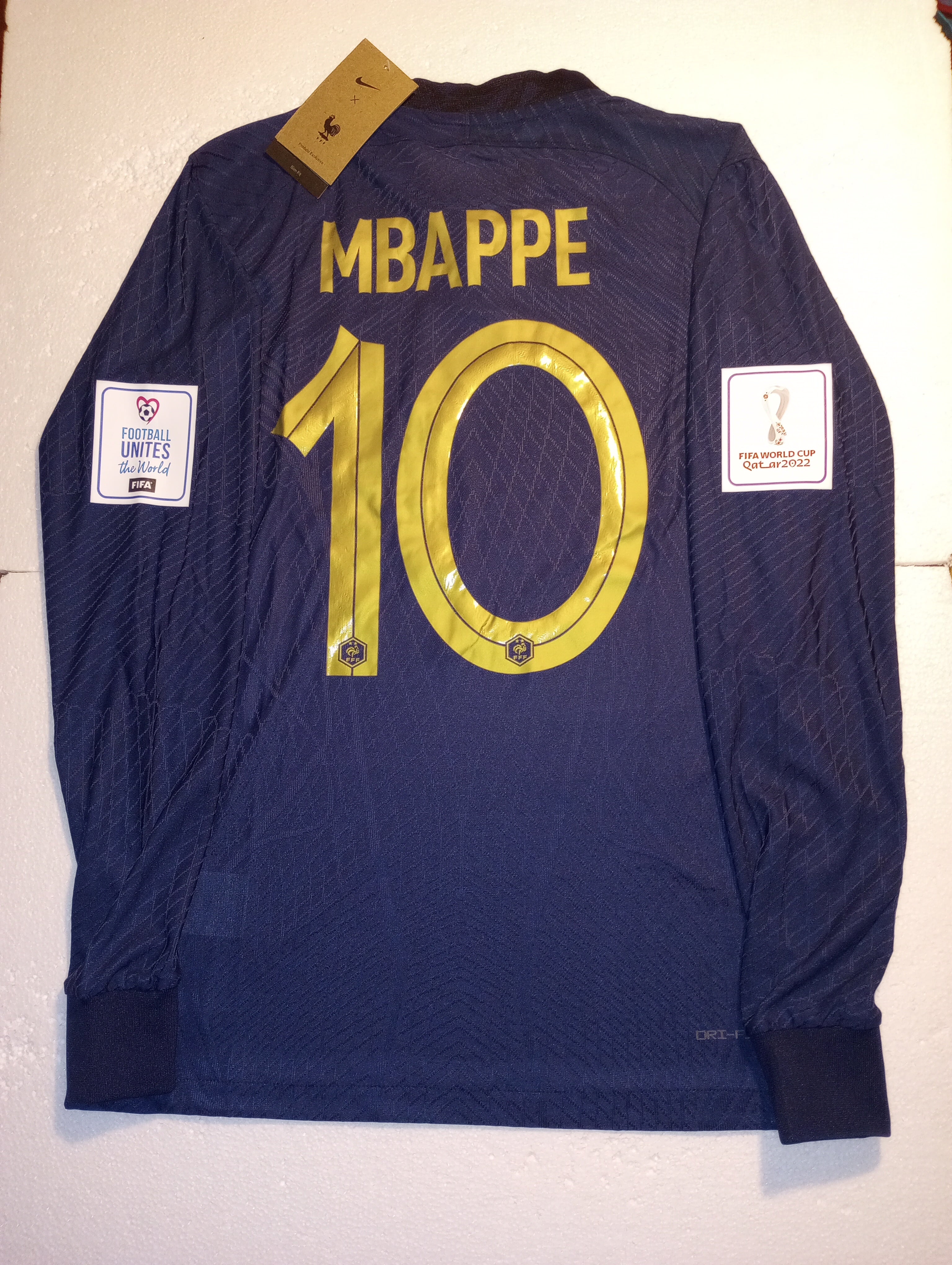 Kylian Mbappe France 2022 World Cup Match Slim Home Long Sleeve Soccer Jersey