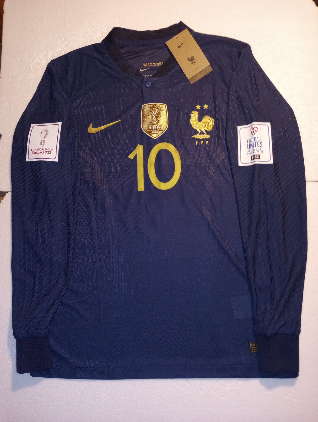 Kylian Mbappe France 2022 World Cup Match Slim Home Long Sleeve Soccer Jersey