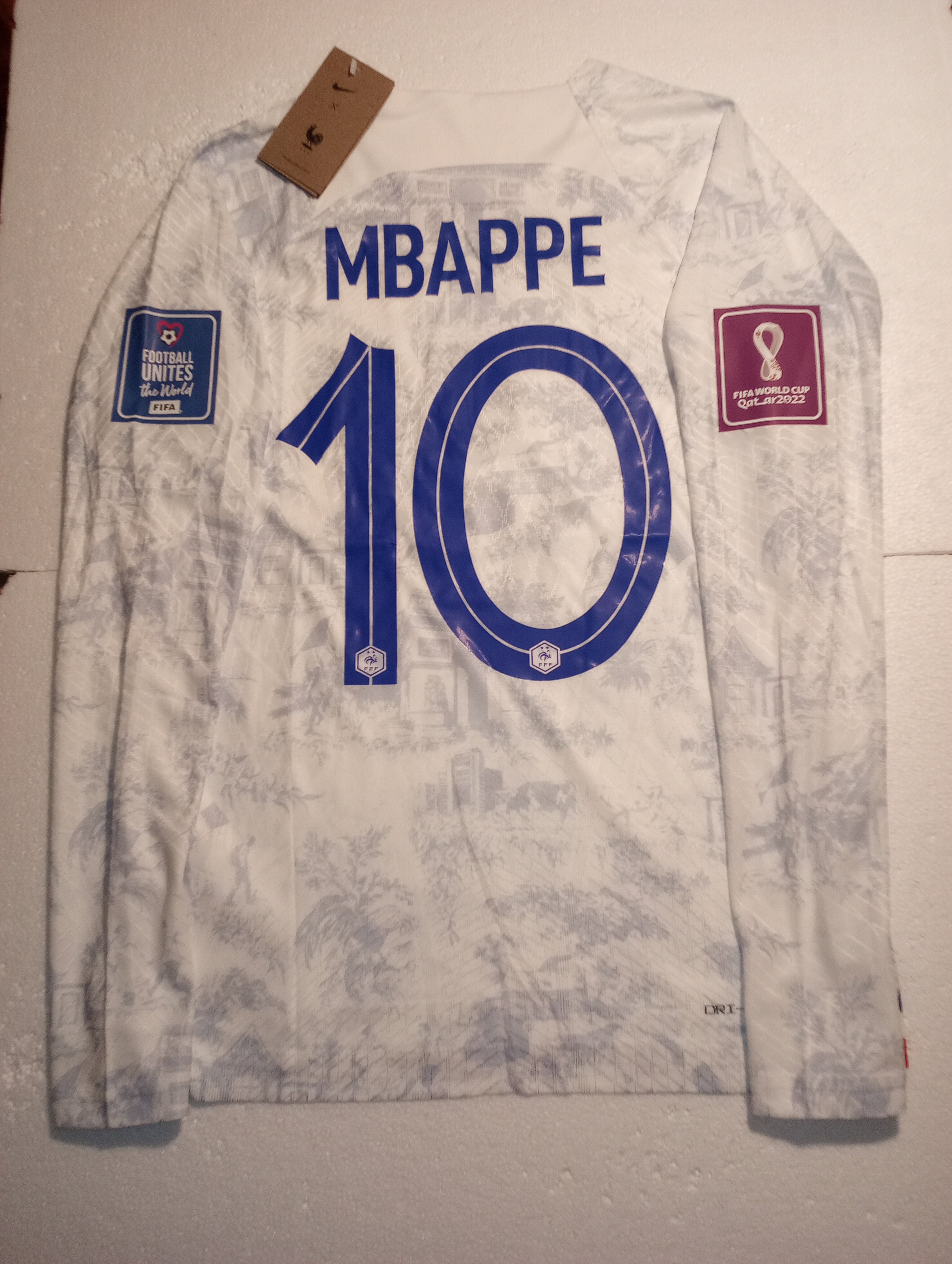 Kylian Mbappe France 2022 World Cup Match Slim Away Long Sleeve Soccer Jersey