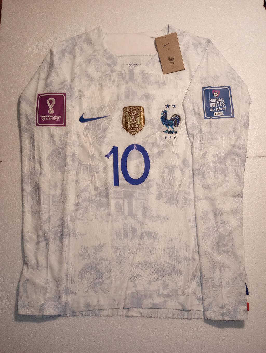 Kylian Mbappe France 2022 World Cup Match Slim Away Long Sleeve Soccer Jersey
