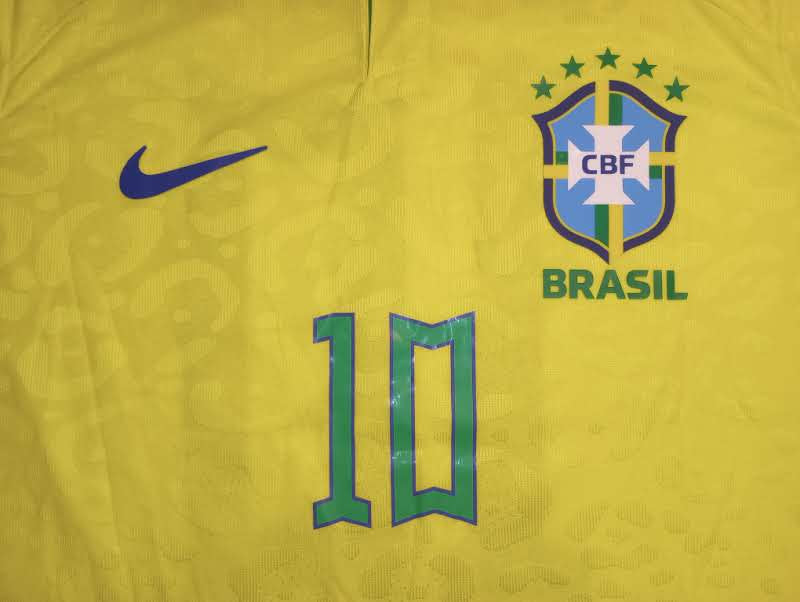 Neymar Jr Brazil 2022 World Cup Qatar Match Slim Home Long Sleeve Soccer Jersey