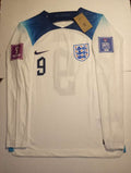 Harry Kane #9 England 2022 World Cup Qatar Match Home Long Sleeve Soccer Jersey