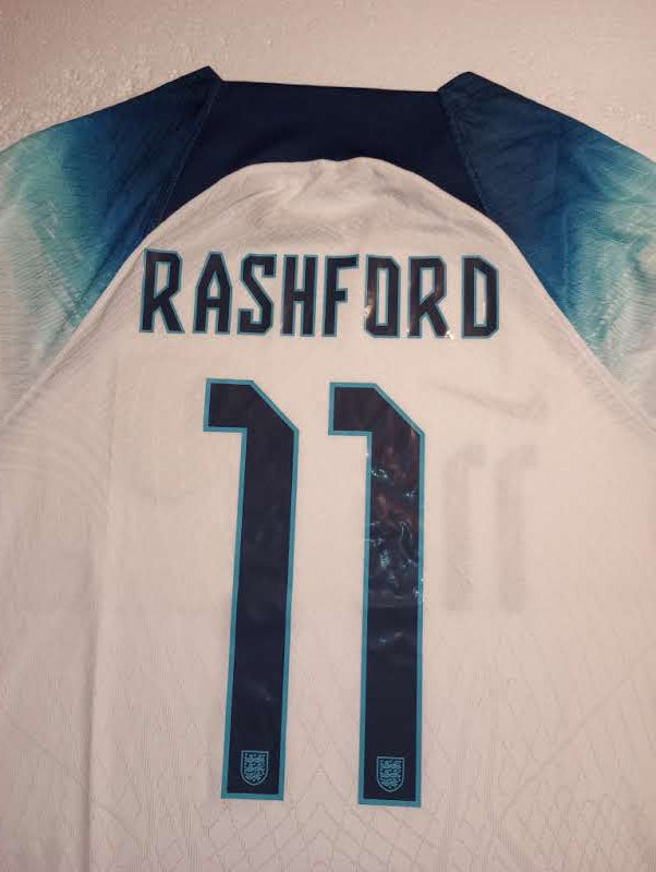 Marcus Rashford England 2022 World Cup Match Slim Home Long Sleeve Soccer Jersey