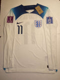 Marcus Rashford England 2022 World Cup Match Slim Home Long Sleeve Soccer Jersey