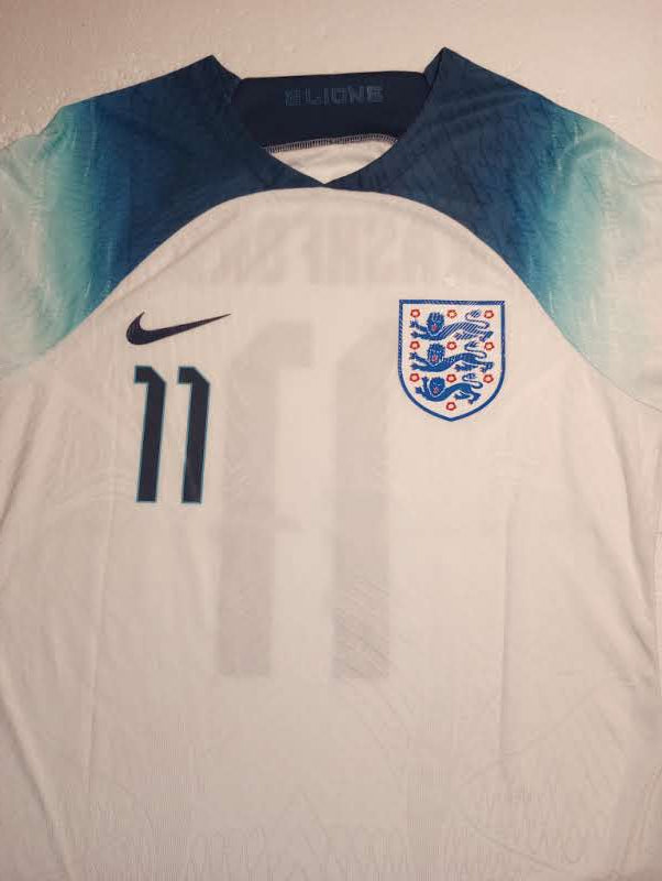 Marcus Rashford England 2022 World Cup Match Slim Home Long Sleeve Soccer Jersey