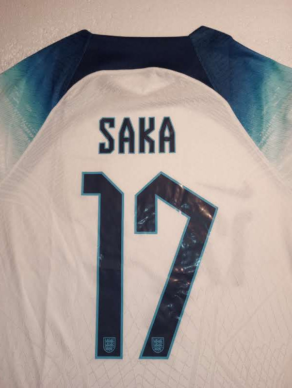 Bukayo Saka England 2022 World Cup Qatar Match Home Long Sleeve Soccer Jersey