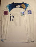 Bukayo Saka England 2022 World Cup Qatar Match Home Long Sleeve Soccer Jersey