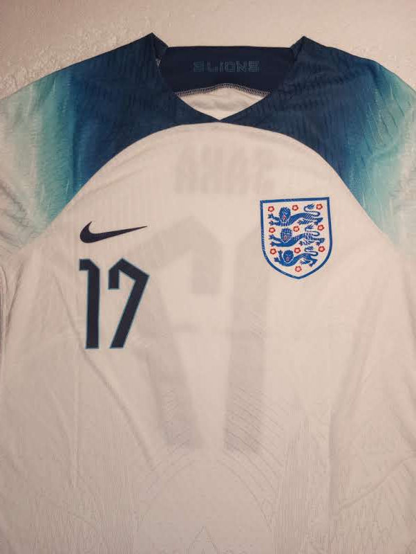 Bukayo Saka England 2022 World Cup Qatar Match Home Long Sleeve Soccer Jersey