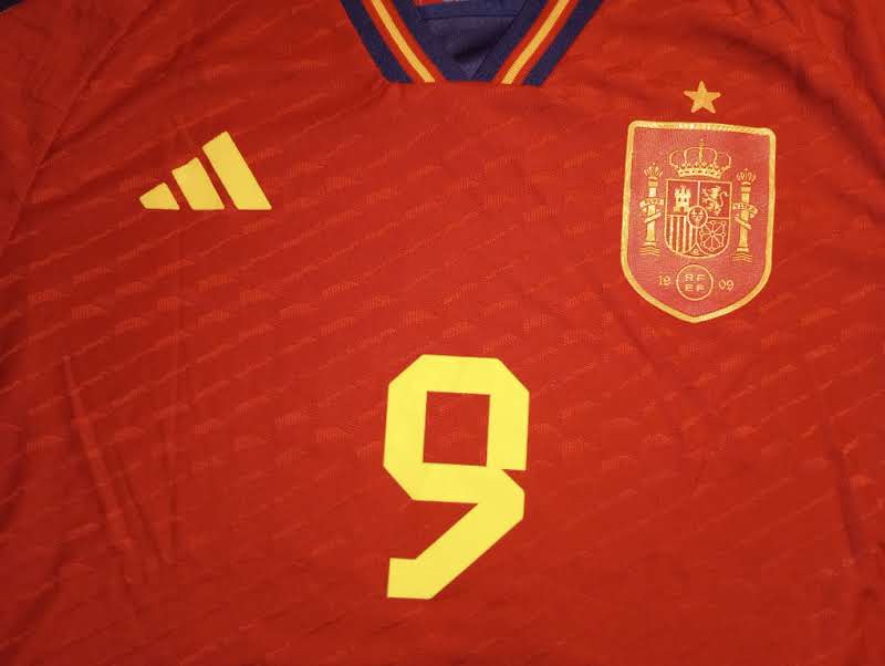 Gavi #9 Spain 2022 World Cup Qatar Match Slim Red Home Long Sleeve Soccer Jersey