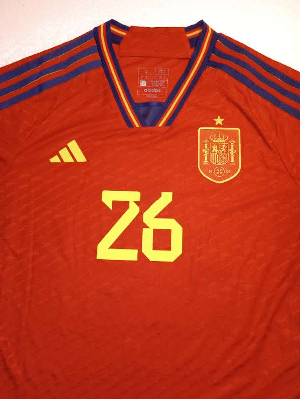 Pedri Spain 2022 World Cup Qatar Match Slim Red Home Long Sleeve Soccer Jersey