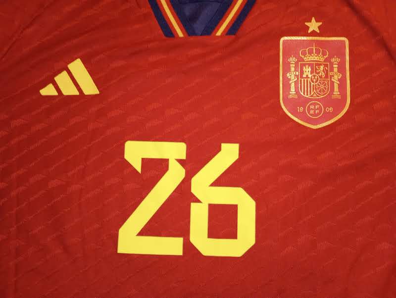 Pedri Spain 2022 World Cup Qatar Match Slim Red Home Long Sleeve Soccer Jersey