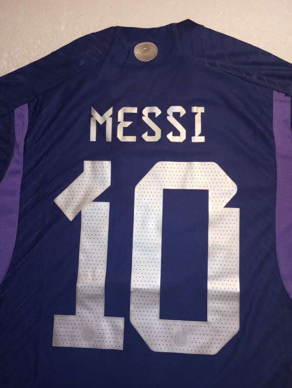 Lionel Messi Argentina 2022 World Cup Match Slim Away Long Sleeve Soccer Jersey