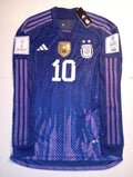 Lionel Messi Argentina 2022 World Cup Match Slim Away Long Sleeve Soccer Jersey