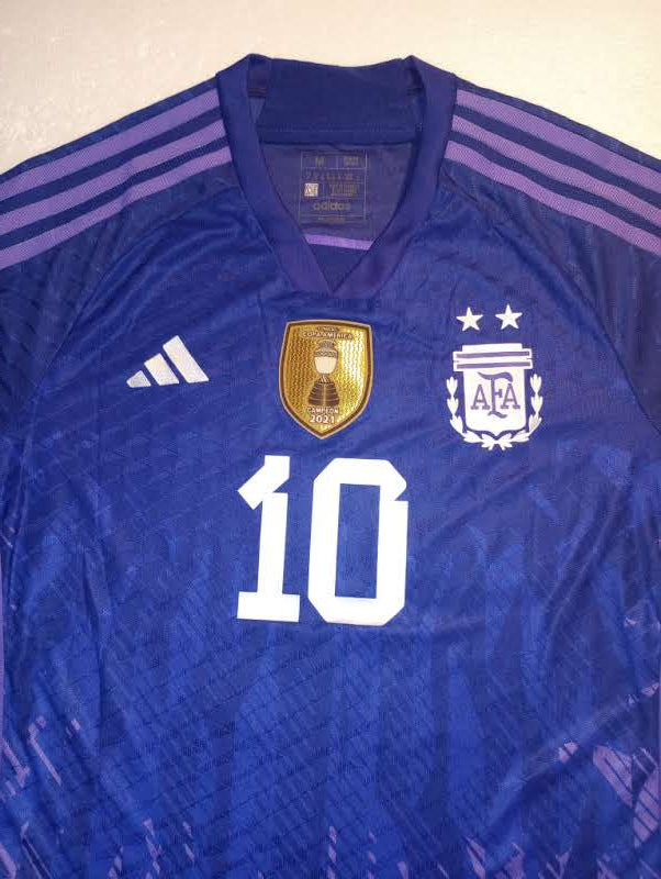 Lionel Messi Argentina 2022 World Cup Match Slim Away Long Sleeve Soccer Jersey