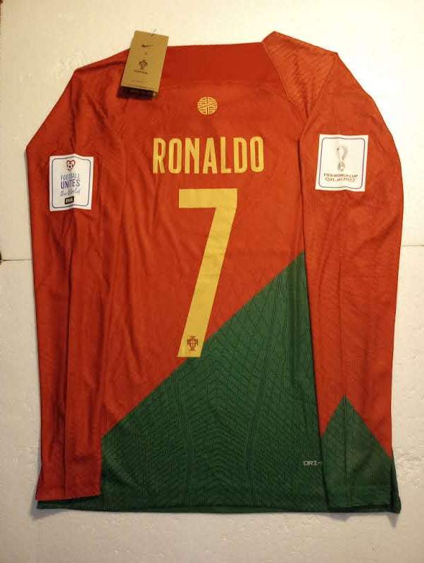 Cristiano Ronaldo Portugal 2022 World Cup Match Home Long Sleeve Soccer Jersey
