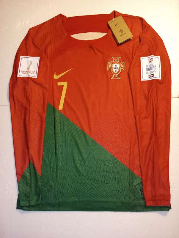 Cristiano Ronaldo Portugal 2022 World Cup Match Home Long Sleeve Soccer Jersey