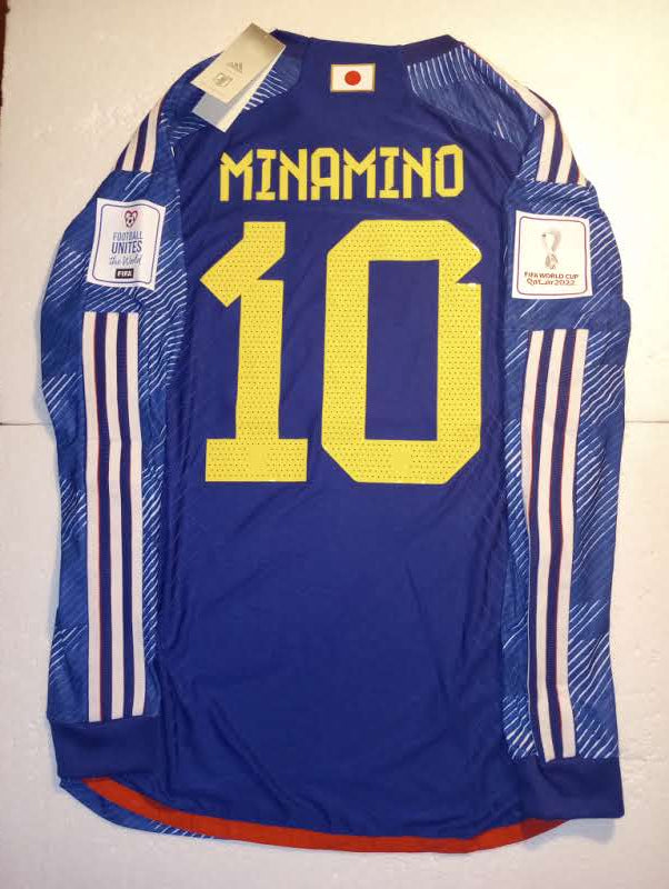 Takumi Minamino Japan 2022 World Cup Match Slim Home Long Sleeve Soccer Jersey