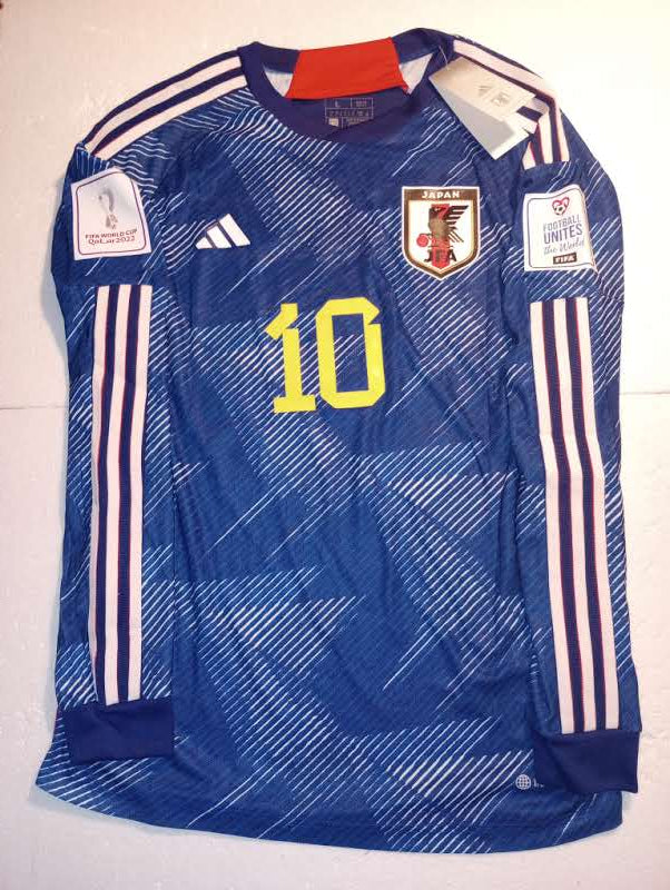 Takumi Minamino Japan 2022 World Cup Match Slim Home Long Sleeve Soccer Jersey