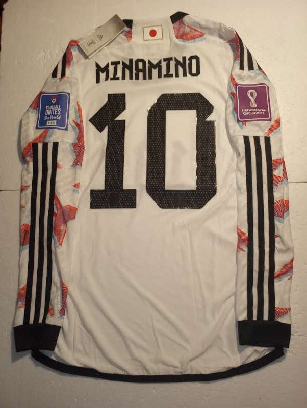 Takumi Minamino Japan 2022 World Cup Match Slim Away Long Sleeve Soccer Jersey