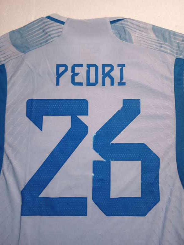 Pedri Spain 2022 World Cup Qatar Match Slim Blue Away Long Sleeve Soccer Jersey
