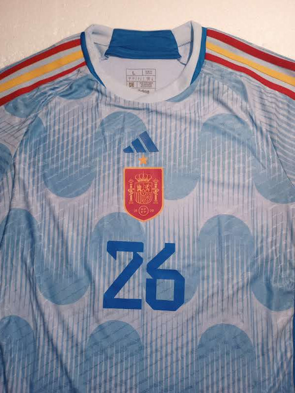 Pedri Spain 2022 World Cup Qatar Match Slim Blue Away Long Sleeve Soccer Jersey