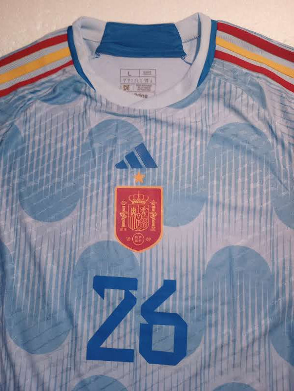 Pedri Spain 2022 World Cup Qatar Match Slim Blue Away Long Sleeve Soccer Jersey