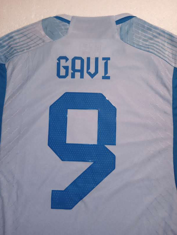 Gavi Spain 2022 World Cup Qatar Match Slim Blue Away Long Sleeve Soccer Jersey