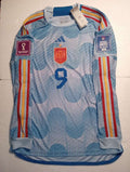 Gavi Spain 2022 World Cup Qatar Match Slim Blue Away Long Sleeve Soccer Jersey
