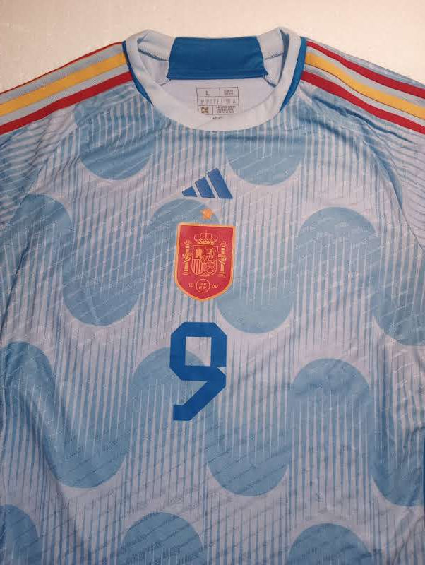 Gavi Spain 2022 World Cup Qatar Match Slim Blue Away Long Sleeve Soccer Jersey