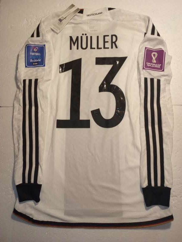 Thomas Muller Germany 2022 World Cup Match Slim Home Long Sleeve Soccer Jersey