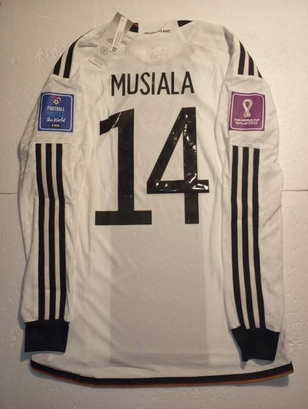 Jamal Musiala Germany 2022 World Cup Match Slim Home Long Sleeve Soccer Jersey