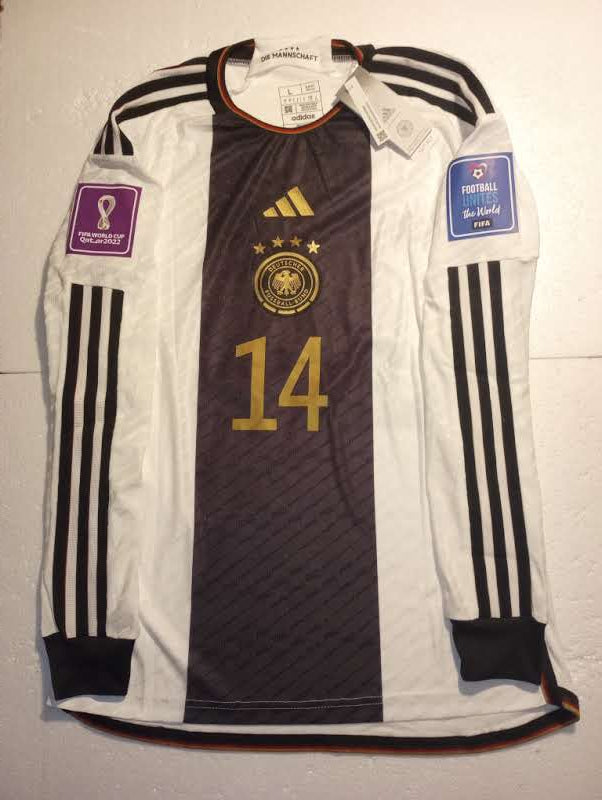 Jamal Musiala Germany 2022 World Cup Match Slim Home Long Sleeve Soccer Jersey