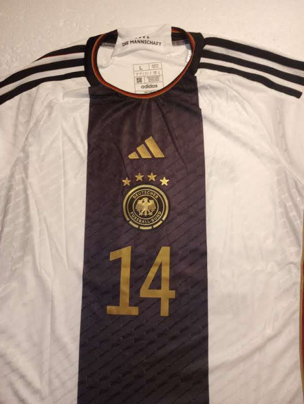 Jamal Musiala Germany 2022 World Cup Match Slim Home Long Sleeve Soccer Jersey